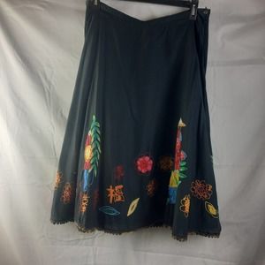 Chico's colorful Asian embroidered Skirt with beads and sequin  2 Medium